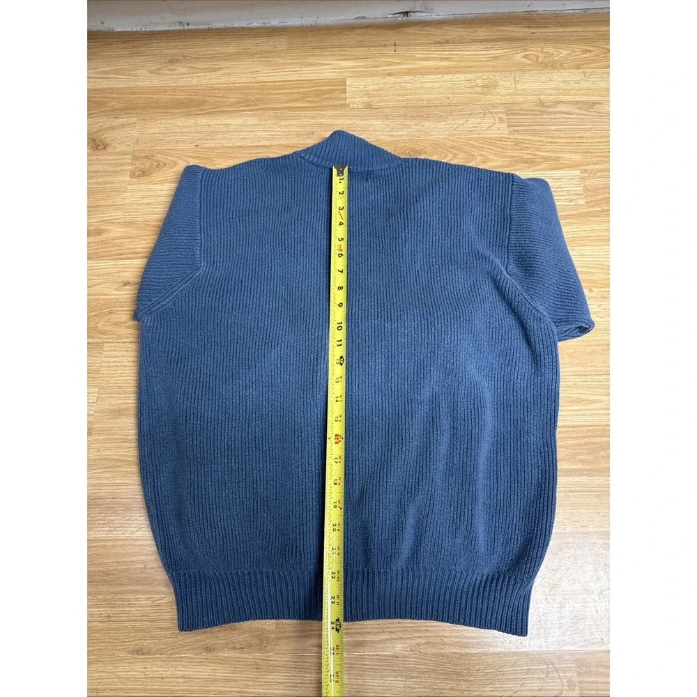L.L.‎ Bean Men's Size Large-Reg Full Zip Sweater Cardigan Blue  100% Cotton Knit